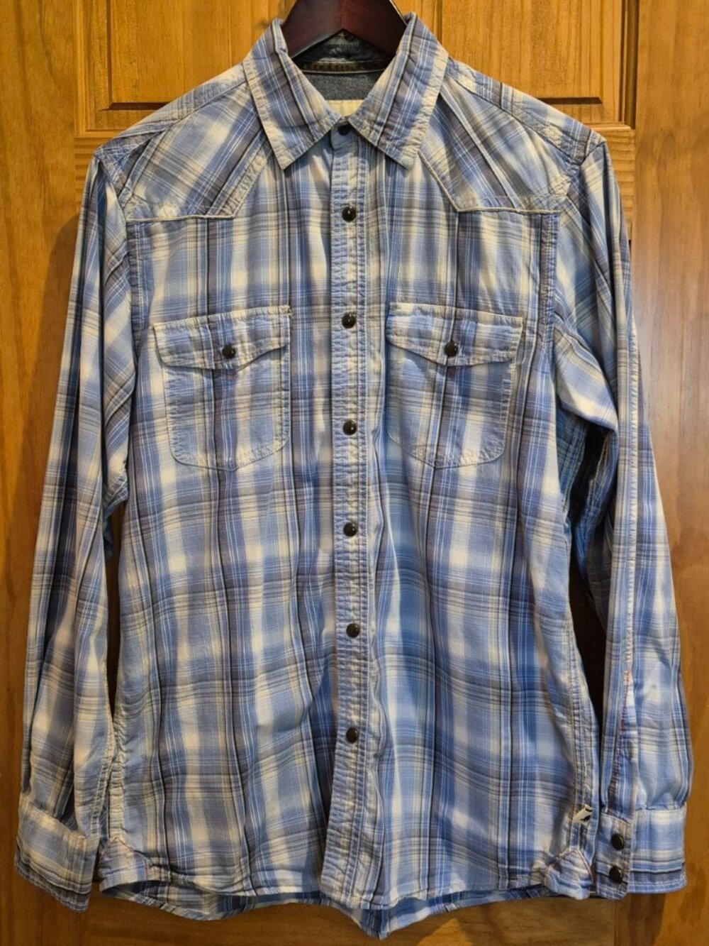 Dakota Grizzly Blue Plaid Snap Button Shirt